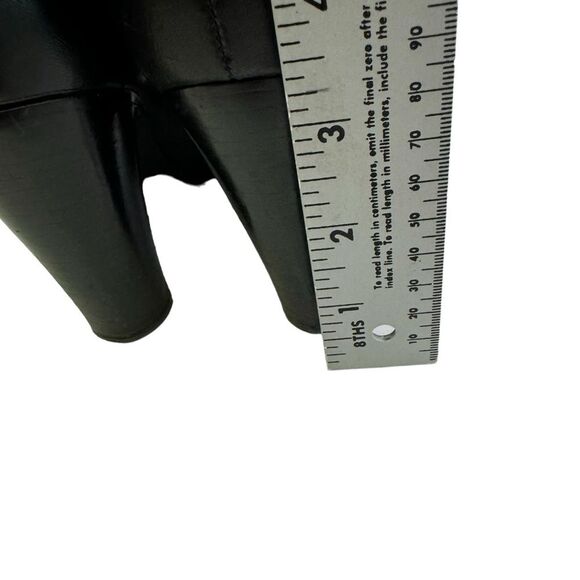 Black Leather Heeled Ankle Boots, Pointed Toe, Block Heel, Chic Classic Style - Picture 7 of 12